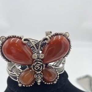 Stunning Amber-like and Silver EP Cuff Bracelet.
